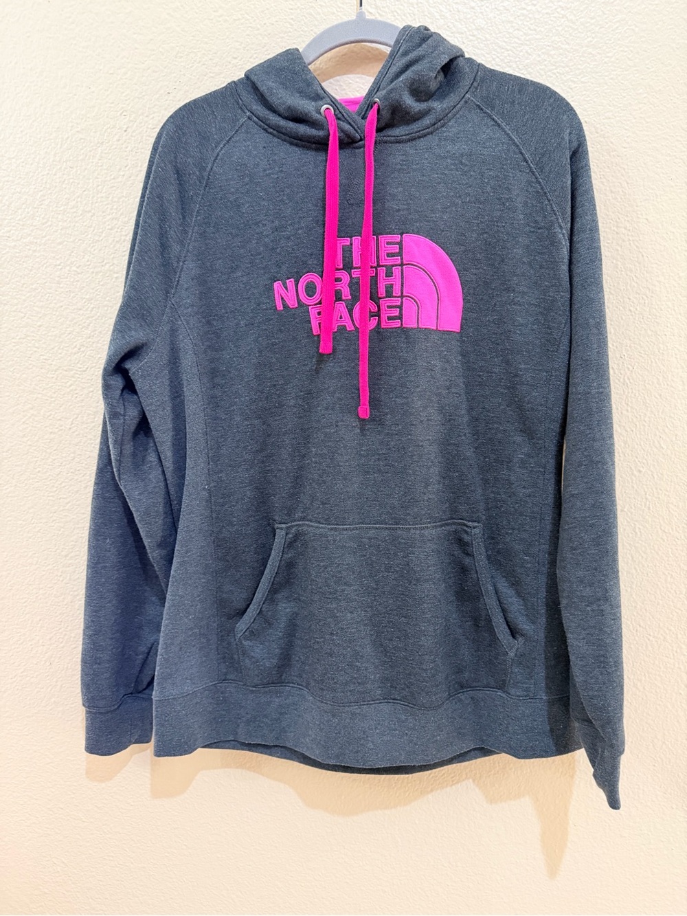 The North Face Womens XL Gray Pink Half Dome Pullover Hoodie Sweatshirt EUC